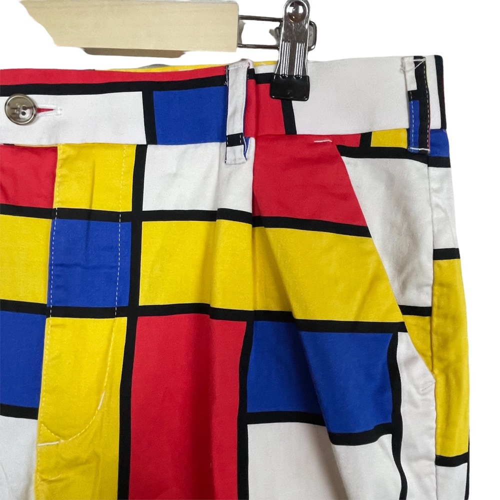 Loudmouth Golf Shorts Men's size 36 Color Block Red Black Blue Yellow - Picture 2 of 7